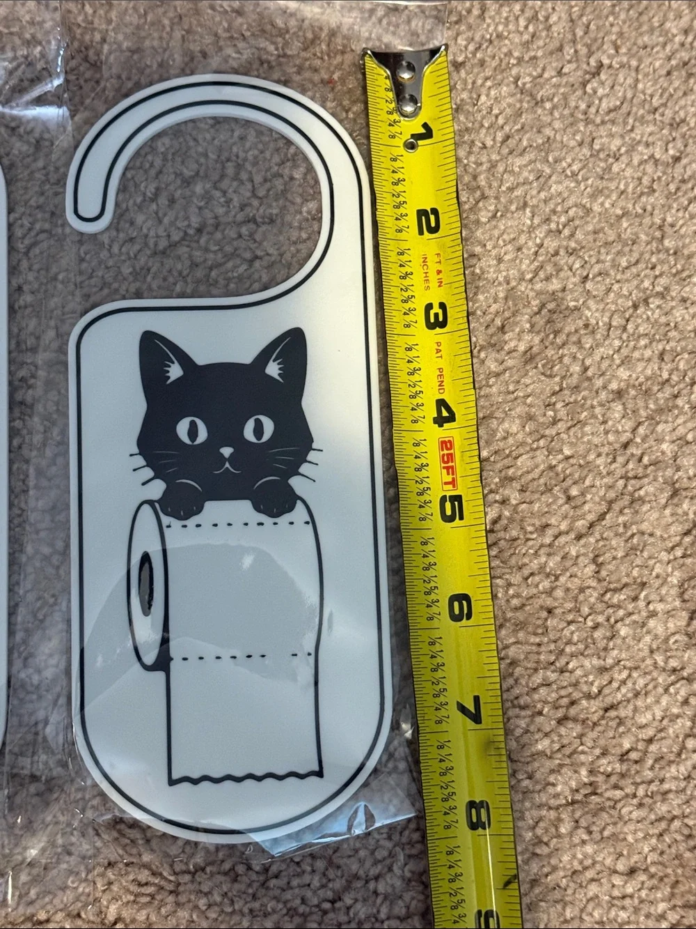 Cute Black & White Cat Bathroom Door Hangers - Set of 4 - Picture 2 of 7